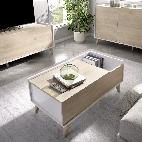 Blanco / Madera Natural